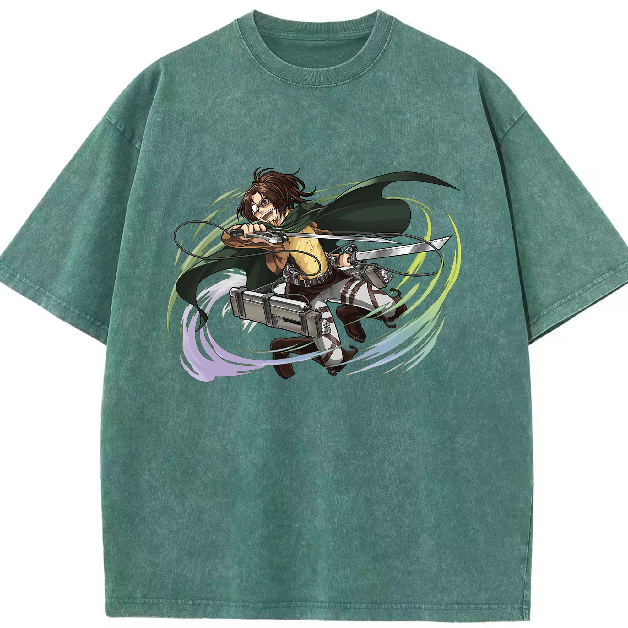 （画像用） 進撃の巨人 ハンジ·ゾエ Attack on Titan Hanji Zoe 綿100% ヴィンテージ風 半袖Tシャツ（フロントプリント）